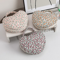 Tas Kosmetik Quilted Bentuk Hati Lucu dengan Logo Custom, Tas Makeup Travel Lembut dan Mudah Dibawa untuk Wanita