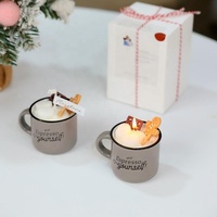 Bougie parfumée en tasse en céramique pour chocolat chaud d'hiver, bougie dessert avec boîte cadeau, impression personnalisée, emballage parfumé, souvenir de Noël
