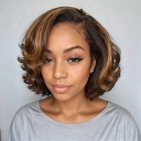 Perruque Pixie Bob en Cheveux Humains Brésiliens 100% Naturels, Densité 200%, HD Sans Colle, Lace Frontale 13*4, Courte pour Femme, Prix d'Usine, Vente en Gros