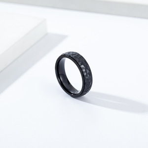 Unisex <b>Titanium</b> Steel <b>Ring</b> Gold Black Rose Gold Silver Hammered Finish Fashion Jewelry Gift for Men and Women - Product Image 4