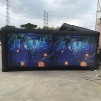 Jeu de labyrinthe commercial grand château gonflable gonflable extérieur labyrinthe Halloween peinture en aérosol tente de labyrinthe gonflable hantée pour les enfants