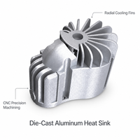 Dissipateur thermique en aluminium moulé sous pression avec ailettes radiales pour module d'alimentation LED, contrôleur de moteur, OEM personnalisé