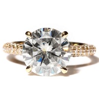 Vente flash - Bague de fiançailles en or jaune 14 carats avec halo de moissanite, bague en diamant pour femme