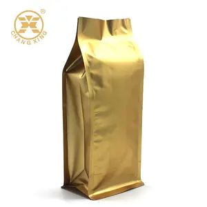 Plain Gold Aluminum Foil Flat Bottom Cookies Bags Colorful Printed Aluminium Coffee Packaging Zipper Stand up Pouch