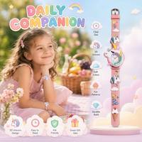Montre à quartz pour enfants, mignonne et de style dessin animé, pour filles, cadeau pour l'école, licorne