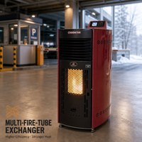 Chauffage polyvalent à granulés de bois avec thermostat et tiroir à cendres extractible pour le chauffage des poulaillers et des serres