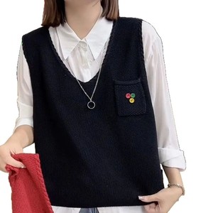 Chaleco de punto sin mangas informal de estilo extranjero con cuello cuadrado <span class=keywords><strong>para</strong></span> otoño/invierno, talla única - Product Image 5