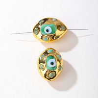Perle connectrice à deux trous en verre de jade australien plaqué or 18 carats pour la fabrication de bijoux
