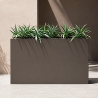 Jardinière en métal, grande jardinière rectangulaire avec trous de drainage et revêtement antirouille, jardinière moderne pour l'extérieur/l'intérieur