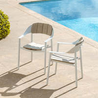 AJUNION Chaise de jardin moderne de luxe Chaise de salle à manger à cadre en aluminium Coussins de confort Fauteuil de mobilier de salle à manger d'extérieur