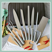 Couteau de cuisine professionnel 9 pièces avec étui Ensemble de couteaux de cuisine de luxe en acier inoxydable ondulé
