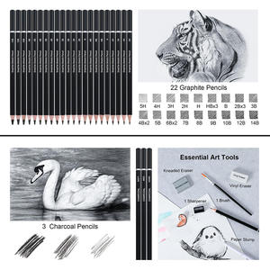 Panwenbo 68 PCS Ensemble de crayons de croquis de <span class=keywords><strong>dessin</strong></span> professionnel Ensemble de crayons de charbon de bois pour artistes adultes adolescents débutants - Product Image 4