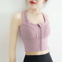 Soutien-gorge de sport respirant et sexy à maintien moyen pour femme, antichoc, avec fermeture éclair frontale, idéal pour le yoga et le fitness estival