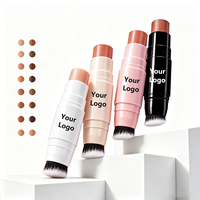 Fard à joues multi-usages minéral OEM d'usine, hautement pigmenté, crémeux, maquillage pour les joues, waterproof, longue tenue, stick mat avec pinceau