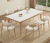 Ensemble de table et chaises de salle à manger rectangulaire extensible de style nordique, luxe moderne, en ardoise, 4 à 6 places, mobilier complet, designs magnifiques
