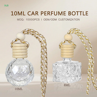 Flacon de parfum carré pour voiture de 8 ml avec bouchon en bois, flacon diffuseur de parfum suspendu pour voiture en verre transparent gravé, logo personnalisé