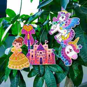 <b>Creative</b> Arts and Crafts Set Princess Theme 10 PCS Christmas <b>Gift</b> Mosaic Handmade Hanging Tags Kit - Product Image 1