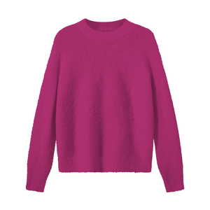 Suéter de punto de mezcla de lana mohair de alta calidad para hombre, color liso, cuello redondo oversize, anti-bolitas, manga corta, hecho a máquina - Product Image 1