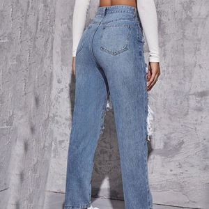 Diseñador Boyfriend Ripped Jeans Mujeres Destroyed Roto Rasgado Jean Pantalones Vintage Mujer Denim Pantalones - Product Image 5