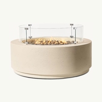 Table de foyer extérieure moderne en béton de taille personnalisée, vente chaude de l'usine, OEM ODM, chauffage de patio, feu de joie de jardin
