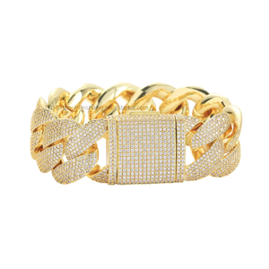 24Mm Wide <b>Cuban</b> Bracelet, Six Rows of Zirconium Rhombus <b>Cuban</b> Bracelet Copper Inlaid With Zirconium Tanjing Fashion - Product Image 5