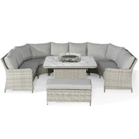 Ensemble de canapés d'angle en rotin d'extérieur, groupe de sièges d'hôtel, mobilier de patio en osier dernier cri, canapé de jardin en forme de U avec table foyer
