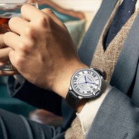 Montre-bracelet à quartz pour homme, boîtier rond en alliage de 42 mm, verre minéral, affichage du calendrier, étanche 30 m, bracelet, pour les loisirs