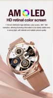 Montre connectée HYK Pro avec assistant vocal IA, surveillance de la pression artérielle, suivi de la forme physique, écran AMOLED, autonomie de 5 à 7 jours, contrôle via application Android/iOS