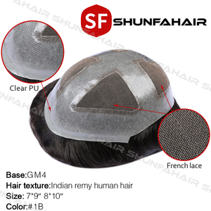 Prothèse capillaire pour homme modèle GM4, centre en dentelle et contour en peau fine, 100% cheveux humains, système de remplacement capillaire blanchi, vente en gros - Product Image 2