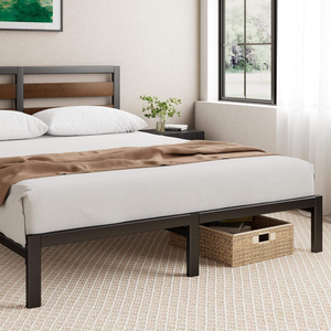 Cama <span class=keywords><strong>de</strong></span> Metal Negro y Marrón con Cabecero Altura 80 cm Base <span class=keywords><strong>de</strong></span> <span class=keywords><strong>Somier</strong></span> Fácil Montaje No Se Necesita Muelle <span class=keywords><strong>de</strong></span> Caja 135X190 cm - Product Image 4