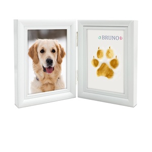 Kit de pâte à modeler écologique pour empreintes de pattes de chien, cadre photo commémoratif pour animaux de compagnie avec breloques - Product Image 1