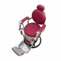 Fauteuil de Barbier Vintage Européen Élégant, Chaise de Coiffure Classique de Luxe au Design Rétro pour Salon de Beauté et Barbier