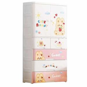 Armadio <span class=keywords><strong>per</strong></span> Bambini a 5 Ripiani, Guardaroba Portatile con Disegni Cartoon, Armadio in Plastica <span class=keywords><strong>per</strong></span> Camera da Letto e Soggiorno - Product Image 3