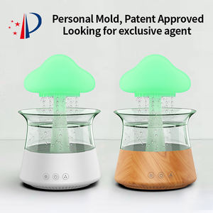 Lámpara de Ambiente con 7 Colores en Forma de Nube de Lluvia, Decoración para el Hogar con Acabado de Madera, Humidificador de Aire con <span class=keywords><strong>Cascada</strong></span> Relajante y Ruido Blanco, Alimentado por USB - Product Image 1