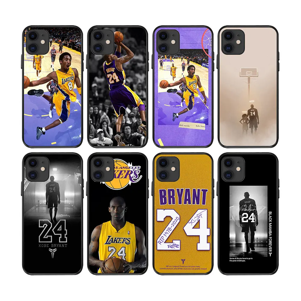 Case for Apple iPhone Cool Cartoon Kobe 24 Number Lakers Basketball Full Phone Cover for Iphone 7 8 Plus X XR XS MAX 11 12 Pro