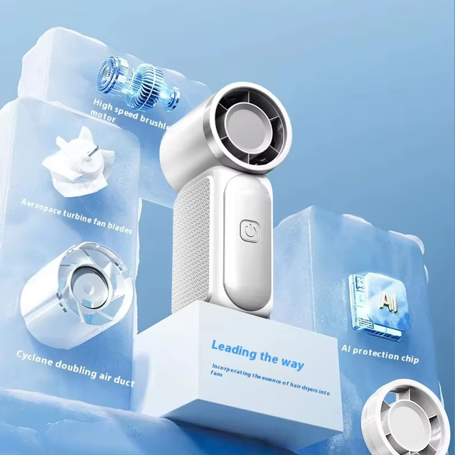 Factory Wholesale Portable Turbo High-speed Pocket Rechargeable Mini Fan with Digital Display and Cooling Function