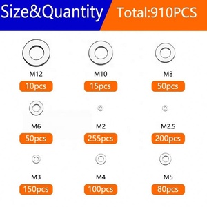 910/200 ชิ้น 304 สแตนเลสสตีลแหวนรองแบบแบนชุดอุปกรณ์เสริม (M2 M2.5 M3 M4 M5 M6 M8 M10 M12) เหมาะสำหรับตกแต่งบ้าน - Product Image 5