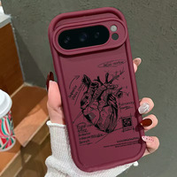 Coque de téléphone portable Google Pixel compatible avec Google 7 8 9 10 Pro XL, motif Cœur Esquisse 10, gaufrage uni, antichoc