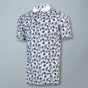 Camisas de Golf de Manga Corta para Hombre, Estampado Floral Digital, Corte Regular, Tejido Casual, 100% Poliéster, Manga Izquierda con Logotipo Personalizado, 200g - Product Image 4