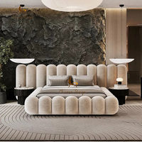 Cadres de lit de luxe minimalistes pour villas et maisons de créateurs, tailles King et Queen, rembourrés, avec rangement, pour chambres doubles