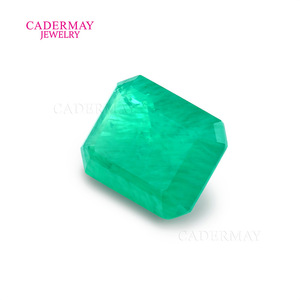 Cadermay Synthetic Emerald Loose Stone Rectangle Green For Jewelry Making - Product Image 4