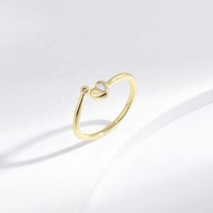 Anillo coreano único de plata de ley 925 con forma de corazón, joyería fina para mujer, chapado en oro de 18k, anillos apilables con piedras preciosas, precio de fábrica. - Product Image 1