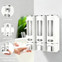 Distributeurs automatiques de savon liquide muraux en ABS double, rechargeables, pour cuisine, salle de bain et hôtel (vente en gros)