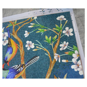 ZF Blue Backgorund Trắng Khảm Hoa Đơn Giản Và Mẫu Chim Khảm Đẹp Trang Trí Tường Nghệ Thuật Sang Trọng - Product Image 4