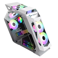 Matx Gaming Pc Case Gaming Computer Pc Case With 3 RGB FANS and Light Board Mid Tower Cabinet