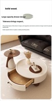Ensemble de tables basses rondes vintage de luxe, table de salon minimaliste avec espace de rangement, exsudant une sophistication