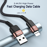 ESSAGER ES-X18, kabel Data pengisi daya Cepat Usb ke Ip kepang 1M 2M 3M 5V 2,4 A UNTUK Iphone