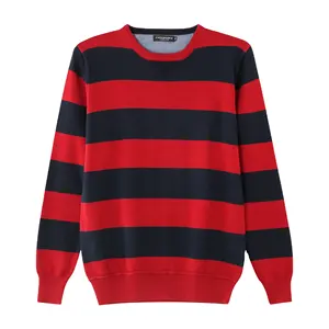 Custom Hot sell high quality pretty mohair sweater oversize knitting stripes men's sweaters round collar O neck men's sweaters