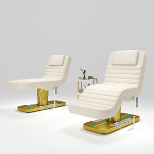 High <b>End</b> Luxury Gold Facial Cosmetic <b>Bed</b> Black Electric Foot Control Facial and Massage <b>Bed</b> for Beauty Salon esthetician <b>bed</b> - Product Image 4