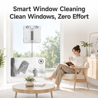 Robot de nettoyage de vitres intelligent pour appartement, électrique, pulvérisation d'eau automatique, forte aspiration, détection des bords, anti-chute